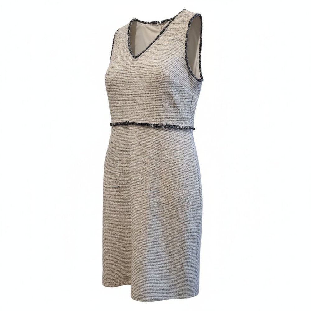 LOFT NWT Tweed Sheath Dress 10 Gray Black Sleeveless Career Office Business